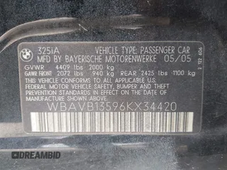 2006 BMW 3 Series 325i z VIN WBAVB13596KX34420, wystawiony jako IAAI lot #42138104 z przebiegiem Nie podano mil oraz . Historia ofert i sprzedaży dostępna na DreamBid. Obrazek 9.
