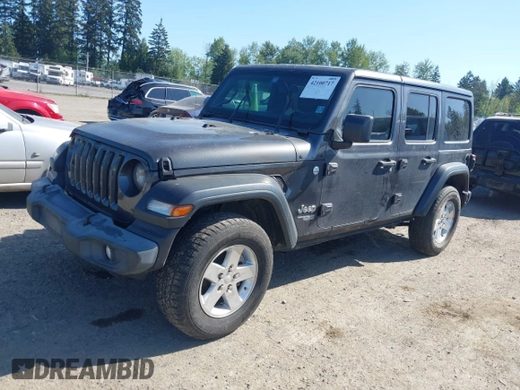 2019 Jeep Wrangler Unlimited Sport S with VIN 1C4HJXDG2KW558562, listed as a IAAI auction lot 42100717 with Not provided miles and . Bid and sale history available at DreamBid. Image 2.