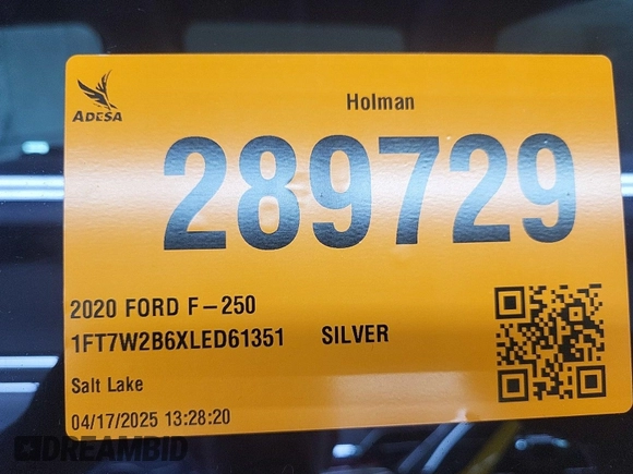 2020 Ford F-250 XL с VIN 1FT7W2B6XLED61351, выставлен на аукционе IAAI как лот 42284139 с пробегом 95 001 миль миль и . История ставок и продаж доступна на DreamBid. Изображение 1.