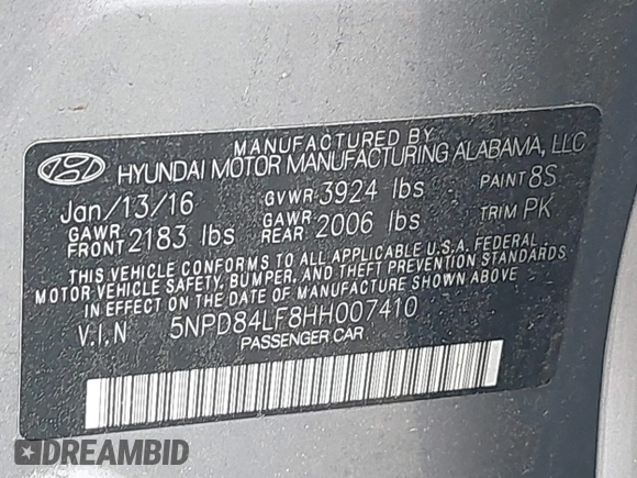 2017 Hyundai Elantra SE z VIN 5NPD84LF8HH007410, wystawiony jako IAAI lot #42023627 z przebiegiem 154 966 mil mil oraz . Historia ofert i sprzedaży dostępna na DreamBid. Obrazek 9.