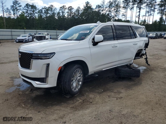 2021 Cadillac Escalade Premium Luxury with VIN 1GYS4CKL4MR240864, listed as a Copart auction lot 54990944 with 74,712 mi miles and Salvage Title. Bid and sale history available at carsss.com. Image 1.