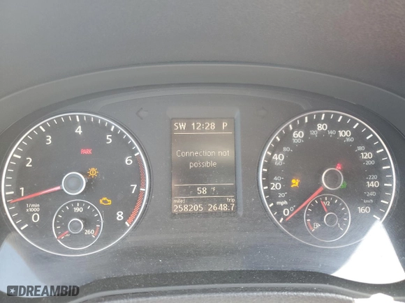 2012 Volkswagen Passat SE with VIN 1VWBP7A37CC096621, listed as a Copart auction lot 49468885 with 258,205 mi miles and Salvage Title. Bid and sale history available at carsss.com. Image 9.