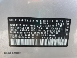 2020 Volkswagen Jetta S z VIN 3VWC57BU6LM080295, wystawiony jako Copart lot #54956115 z przebiegiem 68 069 mil mil oraz Szkoda całkowita • Salvage title. Historia ofert i sprzedaży dostępna na DreamBid. Obrazek 12.