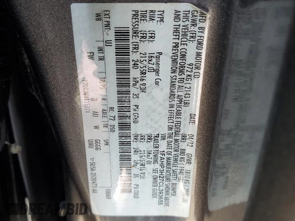 2012 Ford Focus SEL with VIN 1FAHP3H27CL393655, listed as a Copart auction lot 53046675 with 175,342 mi miles and Salvage Title. Bid and sale history available at carsss.com. Image 14.