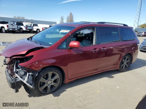 2017 Toyota Sienna SE with VIN 5TDXZ3DC0HS825667, listed as a Copart auction lot 46457795 with 153,426 mi miles and Salvage Title. Bid and sale history available at carsss.com. Image 1.
