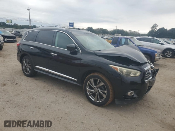 2013 Infiniti JX35 with VIN 5N1AL0MN5DC336213, listed as a Copart auction lot 76327014 with 126,852 mi miles and Salvage Title. Bid and sale history available at carsss.com. Image 4.