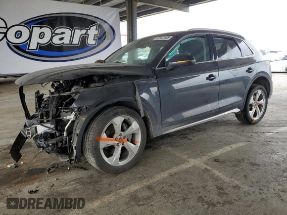 2021 Audi Q5 Premium Plus with VIN WA1BAAFY5M2006907, listed as a Copart auction lot 52547455 with 58,787 mi miles and Salvage Title. Bid and sale history available at carsss.com. Image 1.