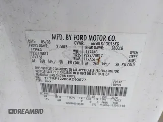 2008 Ford F-150 XL с VIN 1FTRF12288KD93577, выставлен на аукционе IAAI как лот 42601801 с пробегом 188 212 миль миль и . История ставок и продаж доступна на DreamBid. Изображение 9.