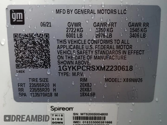 2021 Cadillac XT6 Premium Luxury z VIN 1GYKPCRSXMZ230618, wystawiony jako Copart lot #81022824 z przebiegiem Nie podano mil oraz Szkoda całkowita • Salvage title. Historia ofert i sprzedaży dostępna na DreamBid. Obrazek 13.