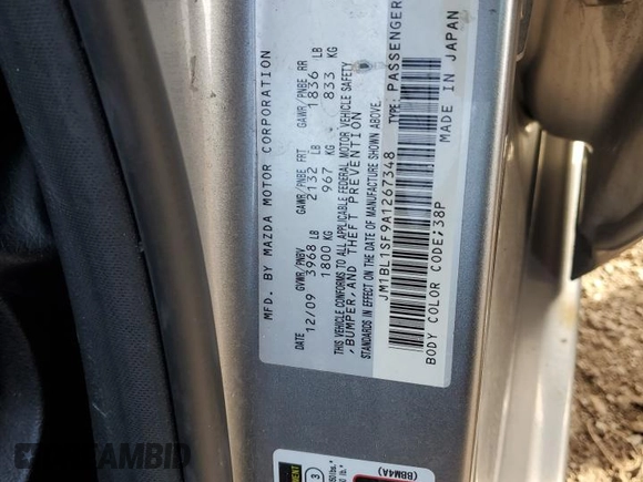 2010 Mazda 3 i Sport with VIN JM1BL1SF9A1267348, listed as a Copart auction lot 48694305 with 190,654 mi miles and Salvage Title. Bid and sale history available at carsss.com. Image 13.