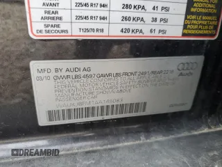 2010 Audi A3 with VIN WAUKJBFM1AA145083, listed as a Copart auction lot 83530844 with 95,363 mi miles and Salvage title. Bid and sale history available at DreamBid. Image 12.