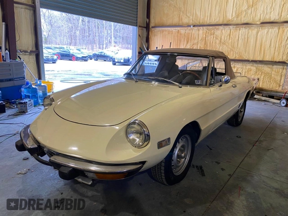 1973 Alfa Romeo Spider z VIN AR3041681, wystawiony jako Copart lot #55390735 z przebiegiem 20 513 mil mil oraz Tytuł czysty. Historia ofert i sprzedaży dostępna na DreamBid. Obrazek 2.