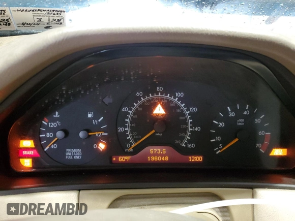 1998 Mercedes-Benz E-Class with VIN WDBJF65F6WA590094, listed as a Copart auction lot 72751984 with 196,048 mi miles and Salvage Title. Bid and sale history available at carsss.com. Image 9.