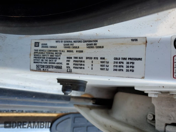 2007 Hummer H3 SUV with VIN 5GTDN13E078148668, listed as a Copart auction lot 85303204 with 221,115 mi miles and Salvage Title. Bid and sale history available at DreamBid. Image 14.