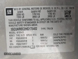 2017 Chevrolet Silverado 1500 LT with VIN 3GCUKREC2HG173402, listed as a IAAI auction lot 42041848 with 40,358 mi miles and . Bid and sale history available at DreamBid. Image 9.