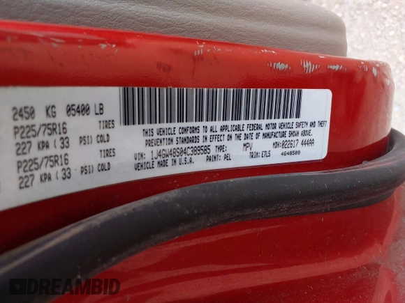 2004 Jeep Grand Cherokee Laredo z VIN 1J4GW48S04C389585, wystawiony jako IAAI lot #42461413 z przebiegiem 228 672 mil mil oraz . Historia ofert i sprzedaży dostępna na DreamBid. Obrazek 9.