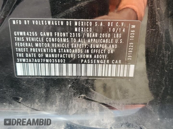 2015 Volkswagen Golf SEL z VIN 3VW2A7AU7FM035802, wystawiony jako Copart lot #58078075 z przebiegiem 79 905 mil mil oraz Szkoda całkowita • Salvage title. Historia ofert i sprzedaży dostępna na DreamBid. Obrazek 12.