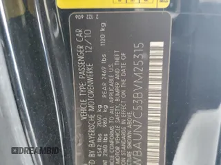 2011 BMW 1 Series 135i with VIN WBAUN7C53BVM25315, listed as a Copart auction lot 64095984 with Not provided miles and Non repairable. Bid and sale history available at DreamBid. Image 12.