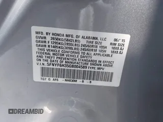 2016 Honda Pilot EX with VIN 5FNYF6H35GB004589, listed as a IAAI auction lot 41786117 with 107,717 mi miles. Bid and sale history available at carsss.com. Image 9.