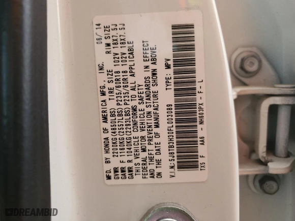 2015 Acura RDX with VIN 5J8TB3H30FL003089, listed as a Copart auction lot 84899384 with 89,518 mi miles and Salvage Title. Bid and sale history available at carsss.com. Image 13.