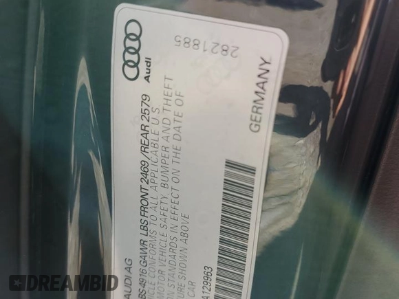 2018 Audi A5 Sportback Premium Plus with VIN WAUBNCF52JA129963, listed as a Copart auction lot 69507693 with 58,448 mi miles. Bid and sale history available at carsss.com. Image 12.