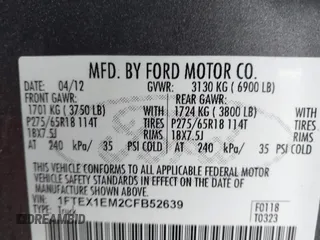 2012 Ford F-150 XL with VIN 1FTEX1EM2CFB52639, listed as a IAAI auction lot 41666233 with 151,989 mi miles and . Bid and sale history available at DreamBid. Image 9.