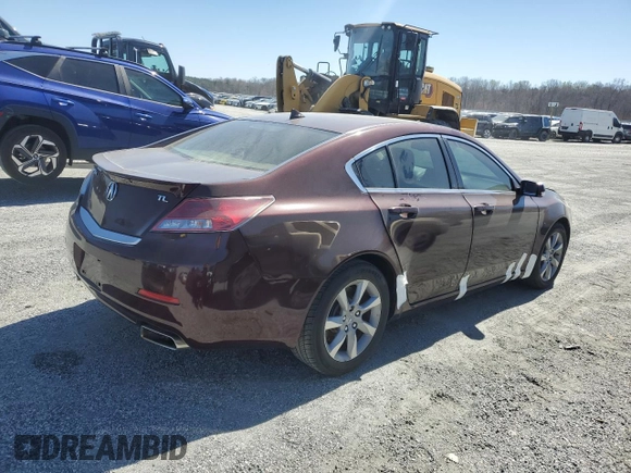 2012 Acura TL Tech Auto with VIN 19UUA8F52CA016622, listed as a Copart auction lot 49491415 with 124,605 mi miles and Salvage Title. Bid and sale history available at carsss.com. Image 3.
