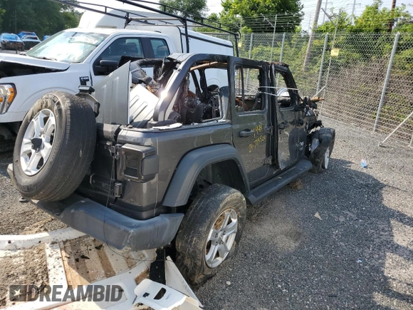 2019 Jeep Wrangler Unlimited Sport S with VIN 1C4HJXDN9KW636706, listed as a Copart auction lot 53625215 with Not provided miles and Non repairable. Bid and sale history available at DreamBid. Image 3.