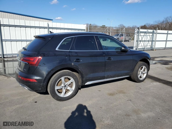 2021 Audi Q5 Premium with VIN WA1AAAFY9M2111834, listed as a Copart auction lot 46977295 with 56,388 mi miles and Salvage Title. Bid and sale history available at carsss.com. Image 3.