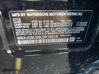2020 BMW X1 xDrive28i with VIN WBXJG9C04L5P16314, listed as a Copart auction lot 46709905 with 45,064 mi miles and Salvage Title. Bid and sale history available at carsss.com. Image 13.