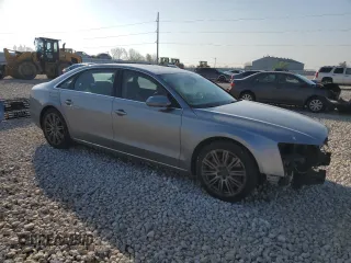 2012 Audi A8 with VIN WAURVAFD4CN023004, listed as a Copart auction lot 50181715 with 121,590 mi miles and Salvage title. Bid and sale history available at DreamBid. Image 4.