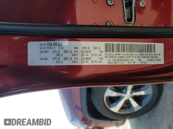 2019 Jeep Cherokee High Altitude z VIN 1C4PJMDX5KD162793, wystawiony jako Copart lot #60284225 z przebiegiem 121 908 mil mil oraz Szkoda całkowita • Salvage title. Historia ofert i sprzedaży dostępna na DreamBid. Obrazek 13.