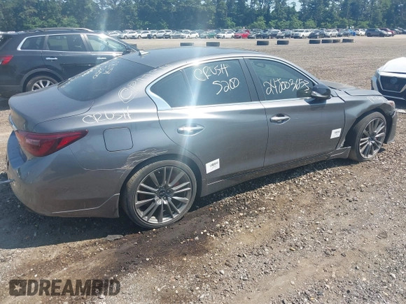 2018 Infiniti Q50 Red Sport 400 with VIN JN1FV7AP7JM461628, listed as a IAAI auction lot 42622062 with 58,561 mi miles and . Bid and sale history available at DreamBid. Image 4.