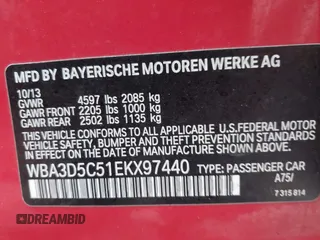 2014 BMW 3 Series 328d xDrive with VIN WBA3D5C51EKX97440, listed as a IAAI auction lot 41576050 with 124,242 mi miles. Bid and sale history available at carsss.com. Image 9.