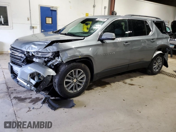 2023 Chevrolet Traverse LT with VIN 1GNEVHKW9PJ100679, listed as a Copart auction lot 62877185 with 38,484 mi miles and Salvage title. Bid and sale history available at DreamBid. Image 1.
