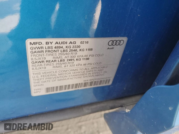 2016 Audi Q3 Premium Plus with VIN WA1EFCFS5GR016757, listed as a Copart auction lot 51844075 with 32,565 mi miles and Salvage Title. Bid and sale history available at carsss.com. Image 13.