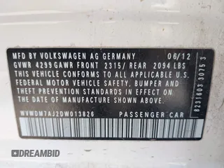 2013 Volkswagen Golf TDI z VIN WVWDM7AJ2DW013826, wystawiony jako IAAI lot #41510579 z przebiegiem 87 716 mil mil oraz . Historia ofert i sprzedaży dostępna na DreamBid. Obrazek 9.