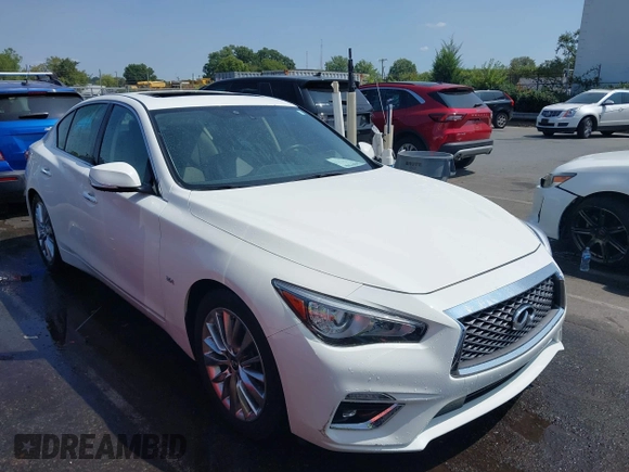 2019 Infiniti Q50 Luxe z VIN JN1EV7AP6KM518902, wystawiony jako IAAI lot #40292944 z przebiegiem 73 683 mil mil oraz . Historia ofert i sprzedaży dostępna na DreamBid. Obrazek 1.