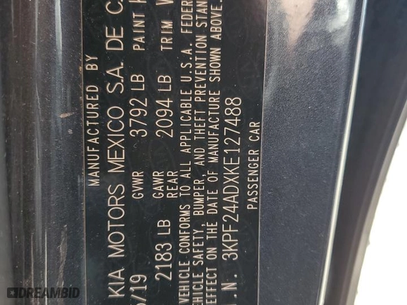 2019 Kia Forte LXS with VIN 3KPF24ADXKE127488, listed as a Copart auction lot 49306675 with 71,582 mi miles and Salvage Title. Bid and sale history available at carsss.com. Image 13.