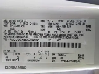 2016 Ford Escape SE z VIN 1FMCU9GX8GUA92661, wystawiony jako IAAI lot #41085877 z przebiegiem 76 632 mil mil oraz . Historia ofert i sprzedaży dostępna na DreamBid. Obrazek 9.