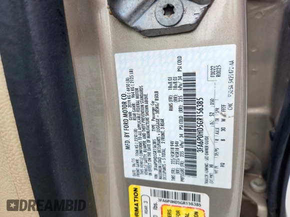 2016 Ford Fusion SE with VIN 3FA6P0HD5GR156385, listed as a Copart auction lot 60643655 with 155,027 mi miles and Salvage title. Bid and sale history available at DreamBid. Image 12.