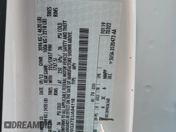 2014 Ford Escape SE с VIN 1FMCU0GX7EUA94118, выставлен на аукционе Copart как лот 55739735 с пробегом 139 208 миль миль и Списание • Salvage title. История ставок и продаж доступна на DreamBid. Изображение 14.