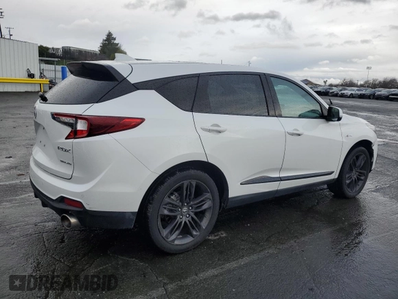 2021 Acura RDX w/A-Spec Package with VIN 5J8TC2H60ML010963, listed as a Copart auction lot 44307295 with 45,596 mi miles and Salvage Title. Bid and sale history available at carsss.com. Image 3.