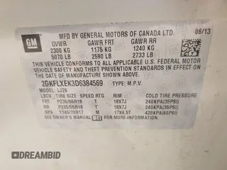 2013 GMC Terrain SLT with VIN 2GKFLXEK3D6384569, listed as a IAAI auction lot 42576401 with 230,090 mi miles and . Bid and sale history available at DreamBid. Image 9.