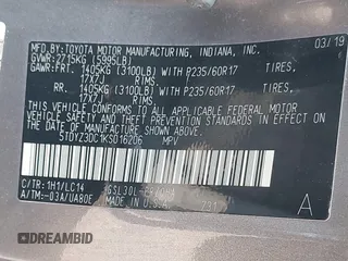 2019 Toyota Sienna XLE Auto Access Seat с VIN 5TDYZ3DC1KS016206, выставлен на аукционе IAAI как лот 42475832 с пробегом 114 048 миль миль и . История ставок и продаж доступна на DreamBid. Изображение 9.