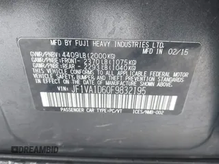 2015 Subaru WRX Premium with VIN JF1VA1D60F9832195, listed as a IAAI auction lot 41098081 with 152,088 mi miles. Bid and sale history available at carsss.com. Image 7.