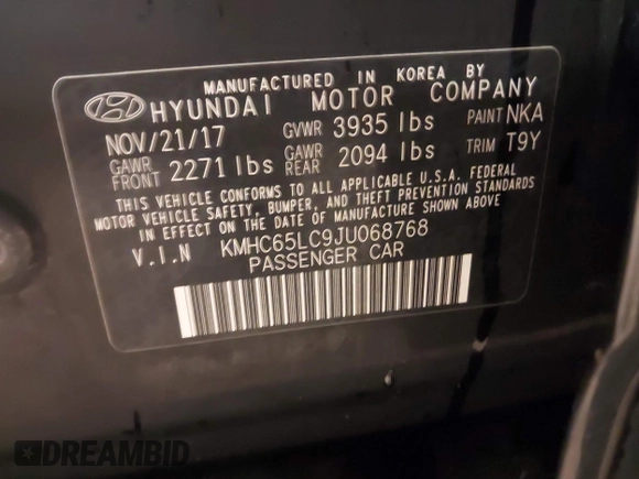 2018 Hyundai Ioniq Blue z VIN KMHC65LC9JU068768, wystawiony jako IAAI lot #42274667 z przebiegiem 282 000 mil mil oraz . Historia ofert i sprzedaży dostępna na DreamBid. Obrazek 9.