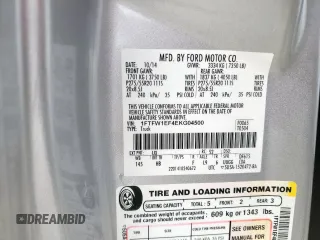 2014 Ford F-150 XL with VIN 1FTFW1EF4EKG04500, listed as a Copart auction lot 63834985 with 145,771 mi miles and Salvage title. Bid and sale history available at DreamBid. Image 12.