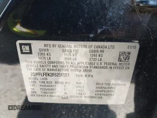 2015 Chevrolet Equinox LT z VIN 2GNFLFEK2F6256551, wystawiony jako IAAI lot #38308603 z przebiegiem 138 425 mil mil oraz . Historia ofert i sprzedaży dostępna na DreamBid. Obrazek 9.