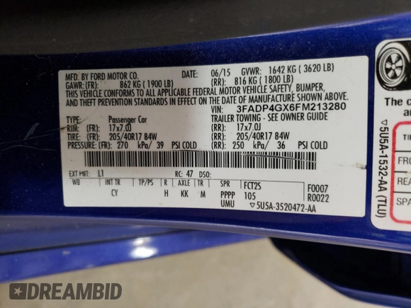 2015 Ford Fiesta ST with VIN 3FADP4GX6FM213280, listed as a Copart auction lot 49029755 with 140,924 mi miles and Clean Title. Bid and sale history available at carsss.com. Image 12.